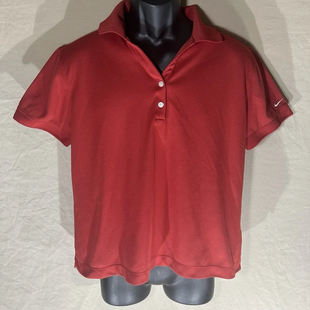 Nike Golf Polo Shirt Womens XL 16/18 Red FIT DRY Short Sleeve Athletic Top